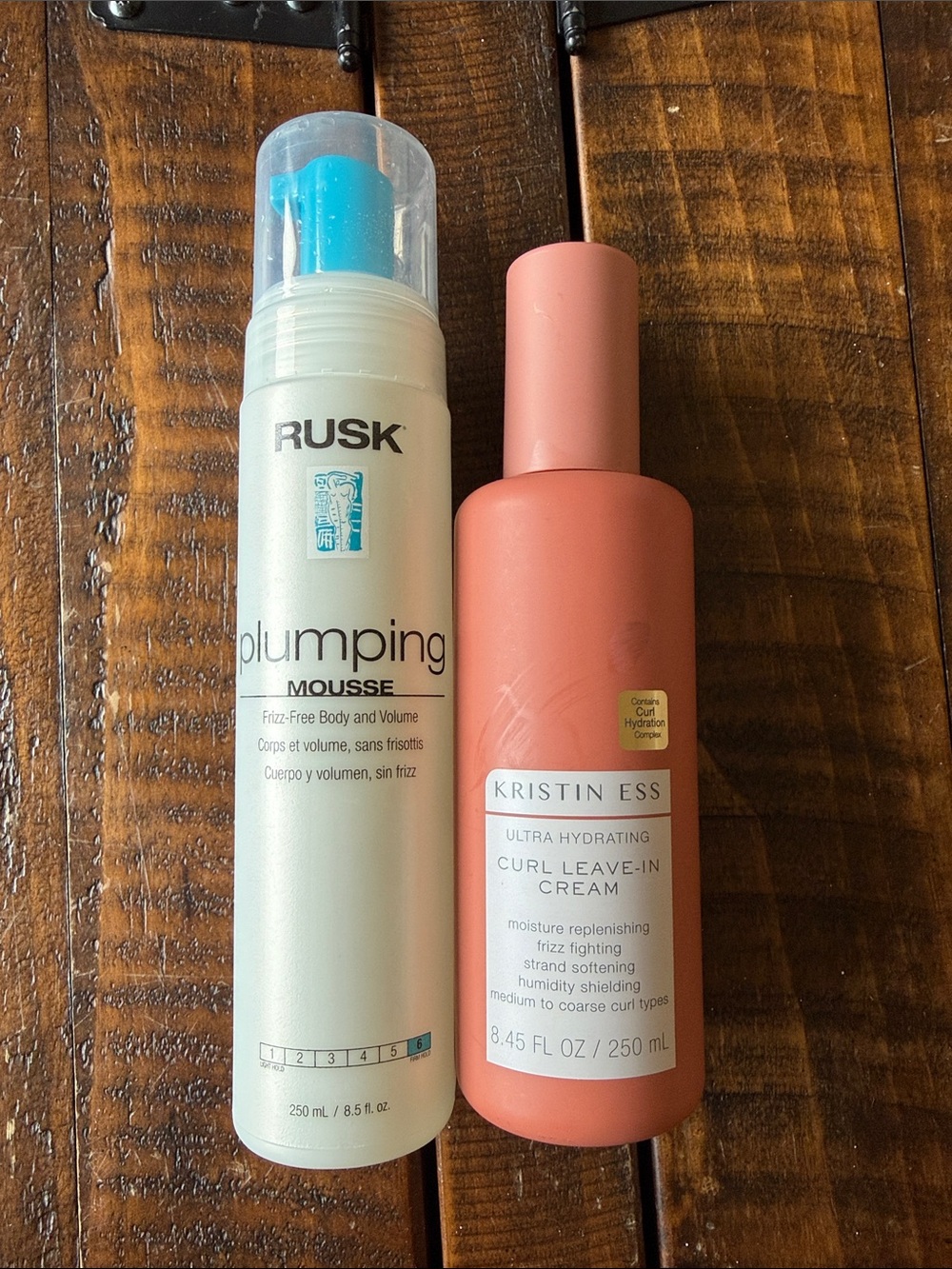 RUSK Plumping Mousse + Kristin Ess Curl Leave-In Cream Hair Care Bundle